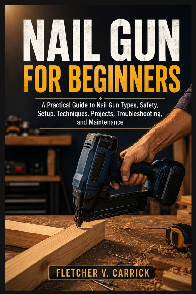 Nail Gun For Beginners: A Practical Guide to Nail Gun Types, Safety, Setup, Techniques, Projects, Troubleshooting, and Maintenance cover