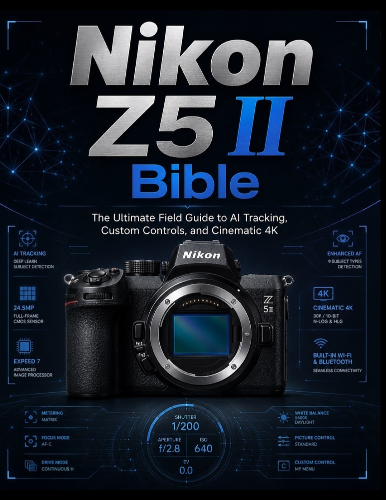 Nikon Z5 II Bible: Master EXPEED 7 subject detection, low-light mastery, and advanced Z-system workflows from basic setup to pro performance. cover