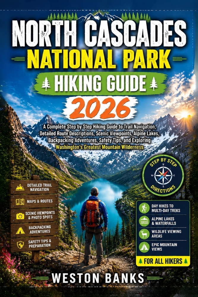 North Cascades National Park HIKING GUIDE 2026: A Complete Step by Step Hiking Guide to Trail Navigation, Detailed Route Descriptions, Scenic Viewpoin cover