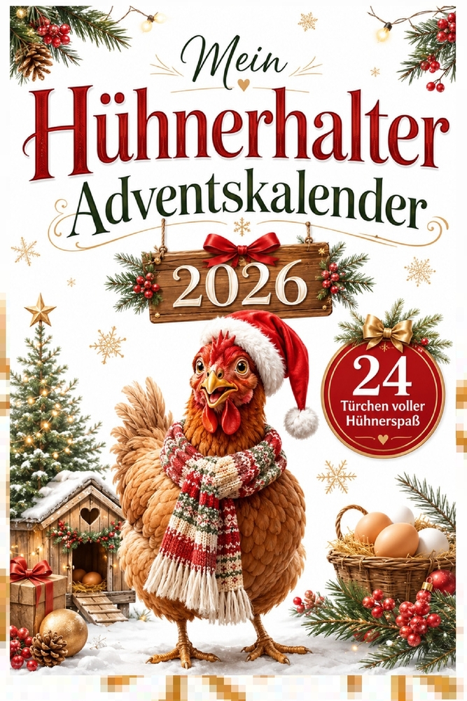 Mein Hühnerhalter Adventskalender 2026: 24 Türchen voller Hühner-Wissen, Mini-Rätseln und kuriosen Fakten - eine ideale Geschenkidee für Hühnerhalter cover