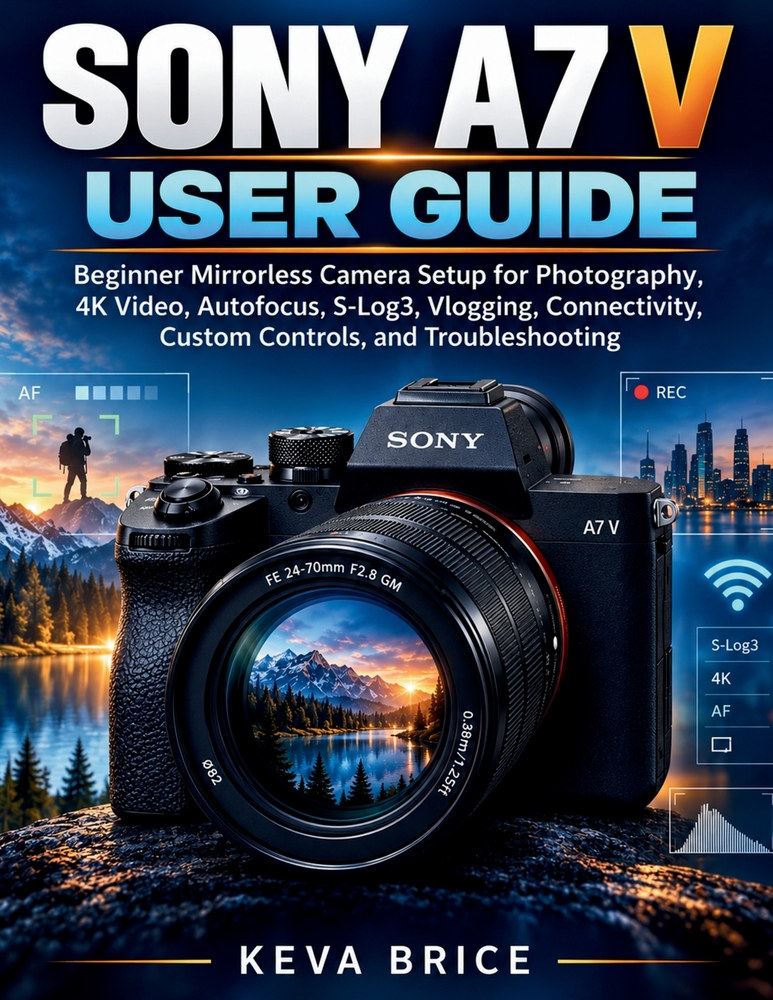 Sony A7 V User Guide: Beginner Mirrorless Camera Setup for Photography, 4K Video, Autofocus, S-Log3, Vlogging, Connectivity, Custom Controls, and Trou cover