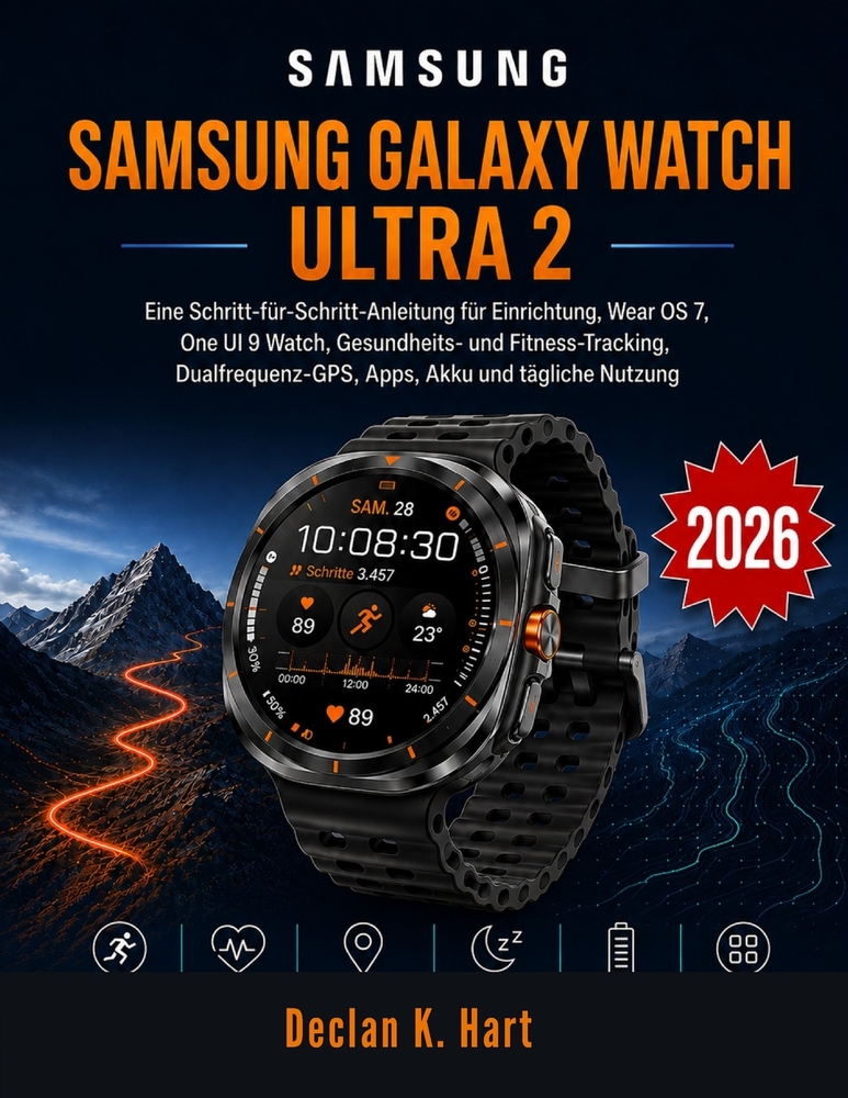 Samsung Galaxy Watch Ultra 2 Benutzerhandbuch: Eine Schritt-für-Schritt-Anleitung für Einrichtung, Wear OS 7, One UI 9 Watch, Gesundheits- und Fitness cover