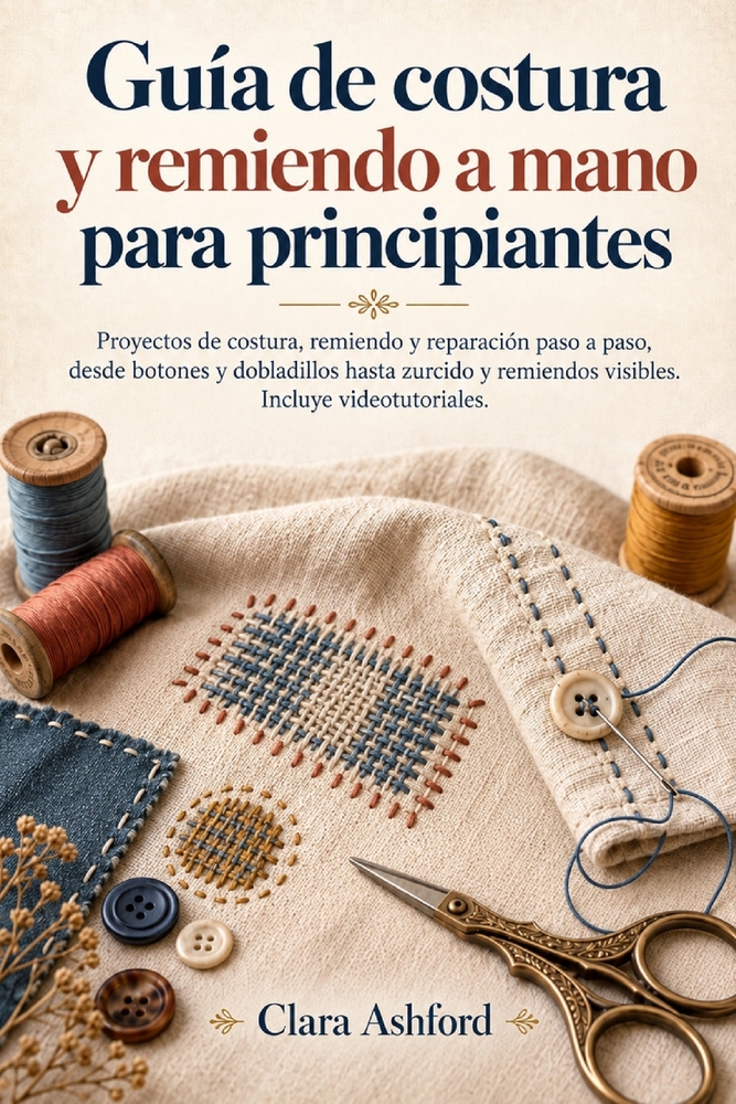 Gu�a de costura y remiendo a mano para principiantes: Proyectos de costura, remiendo y reparaci�n paso a paso, desde botones y dobladillos hasta zurci cover