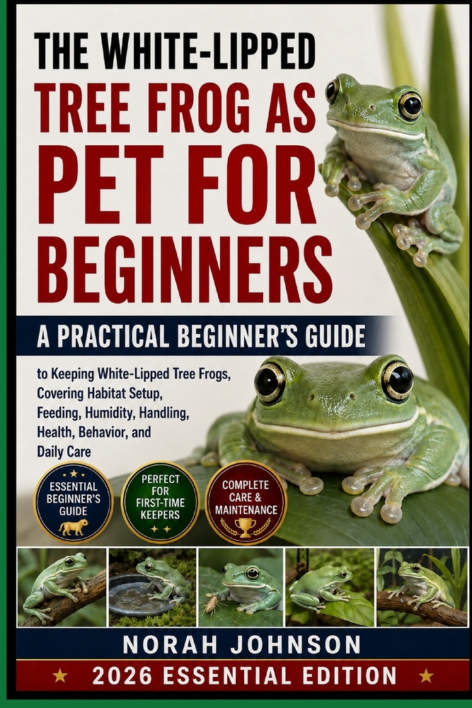 The White-Lipped Tree Frog As Pet For Beginners: A Practical Beginner's Guide to Keeping White-Lipped Tree Frogs, Covering Habitat Setup, Feeding, Hum cover