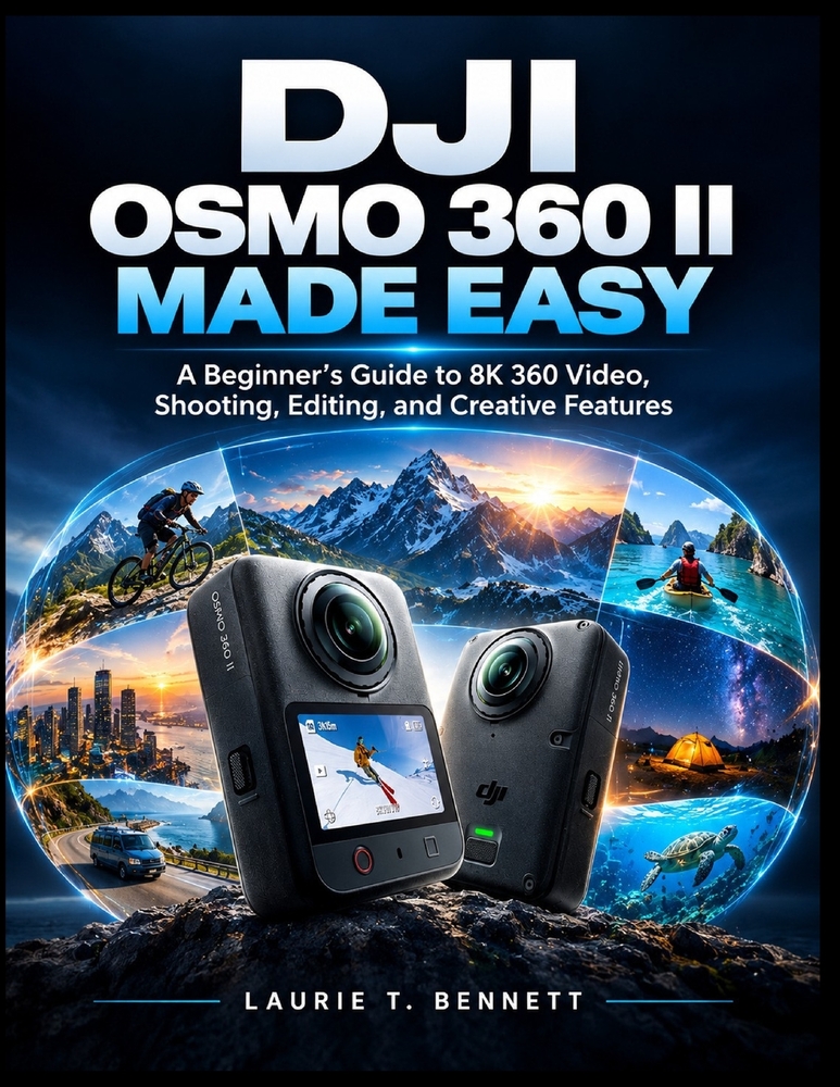DJI Osmo 360 II Made Easy: A Beginner's Guide to 8K 360° Video, Shooting, Editing, and Creative Features cover