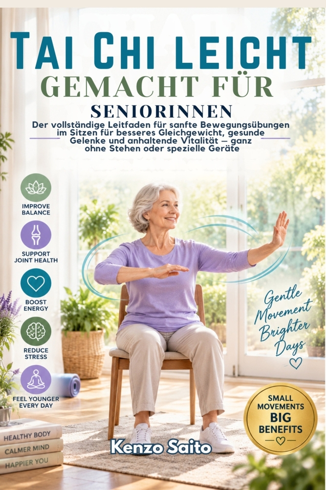 Tai Chi leicht gemacht für Seniorinnen: La guida completa ai movimenti delicati da seduti per un migliore equilibrio, una migliore salute delle artico cover