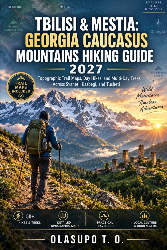 Tbilisi & Mestia: Georgia Caucasus Mountains Hiking Guide 2027: Topographic Trail Maps, Day Hikes, and Multi-Day Treks Across Svaneti, Kazbegi, and Tu cover