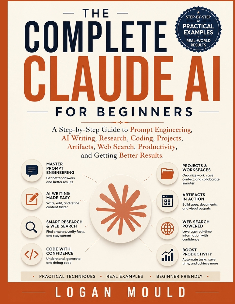 The Complete Claude AI for Beginners: A Step-by-Step Guide to Prompt Engineering, AI Writing, Research, Coding, Projects, Artifacts, Web Search, Produ cover