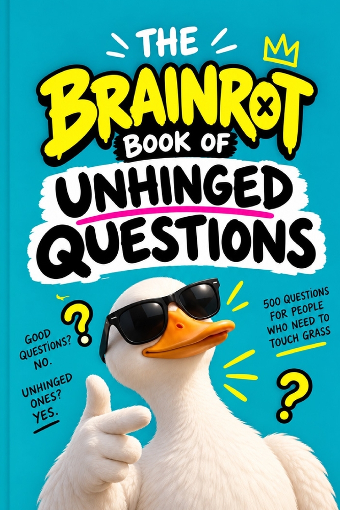 The Brainrot Book of Unhinged Questions: 500 Questions for People Who Need to Touch Grass cover
