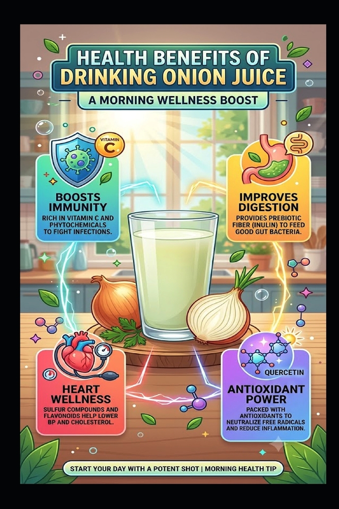 Drinking onion juice every morning is very good for health.: Health cover
