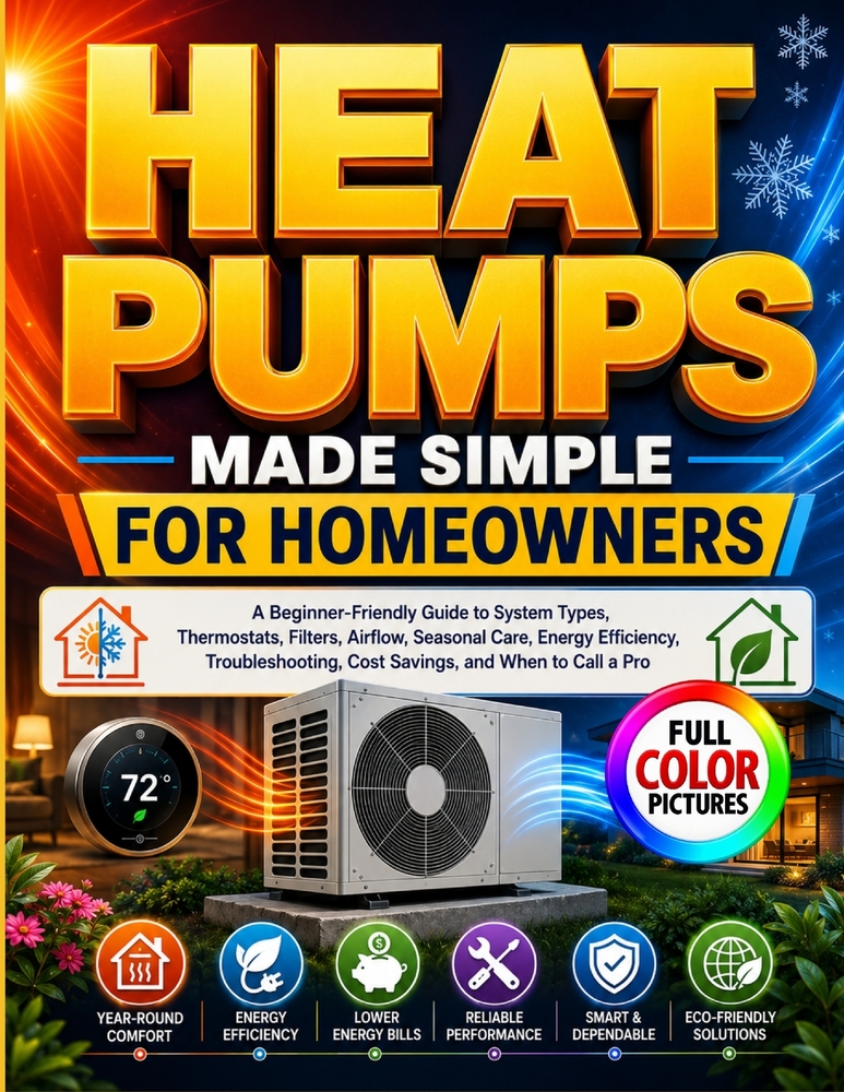 Heat Pumps Made Simple for Homeowners: A Beginner-Friendly Guide to System Types, Thermostats, Filters, Airflow, Seasonal Care, Energy Efficiency, Tro cover