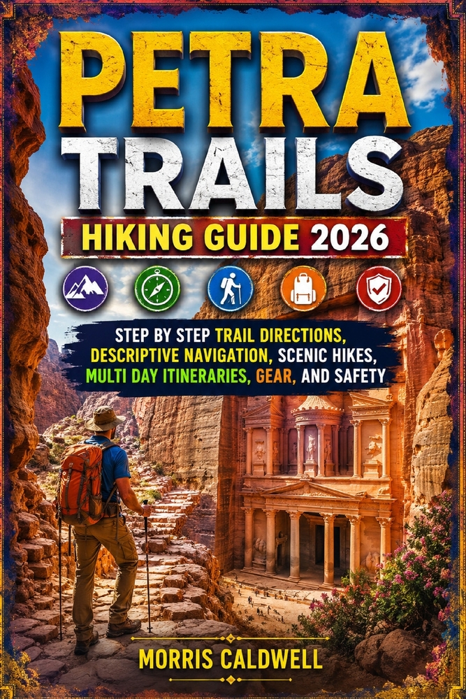 Petra Trails Hiking Guide 2025: "Step by Step, Trail Directions, Descriptive Navigation, Scenic Hikes, Multi Day Itineraries, Gears, and Safety" cover