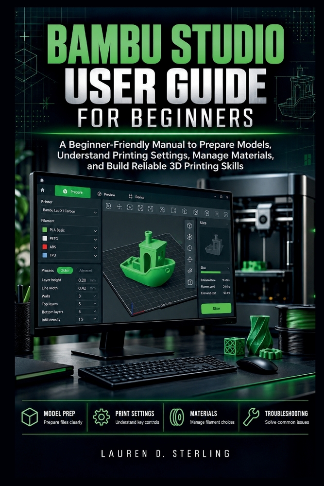 Bambu Studio User Guide for Beginners: A Beginner- Friendly Manual to Prepare Models, Understand Printing Settings, Manage Materials, and Build Reliab cover