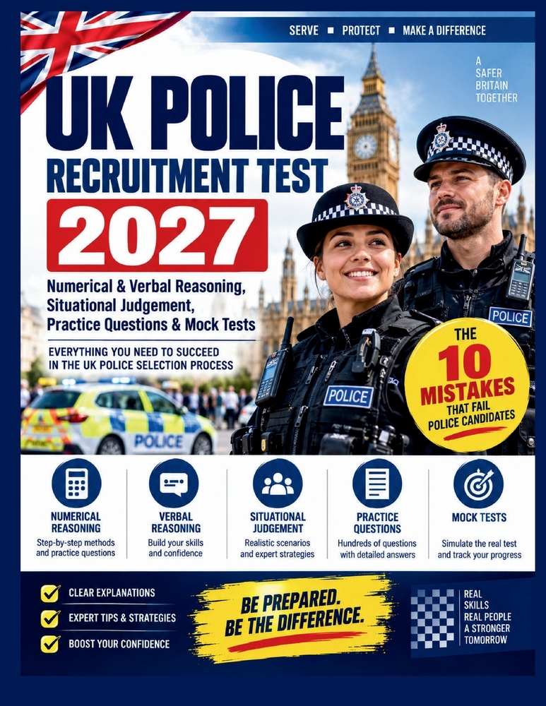 UK Police Recruitment Test 2027: Numerical & Verbal Reasoning, Situational Judgement, Practice Questions & Mock Tests cover