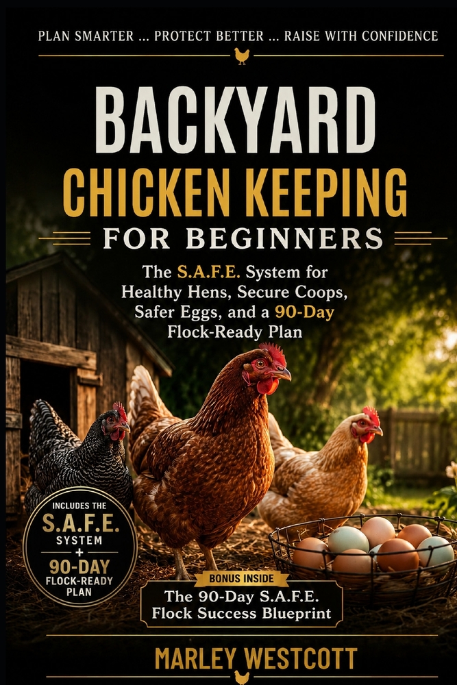Backyard Chicken Keeping for Beginners: The S.A.F.E. System for Healthy Hens, Secure Coops, Safer Eggs, and a 90-Day Flock-Ready Plan cover