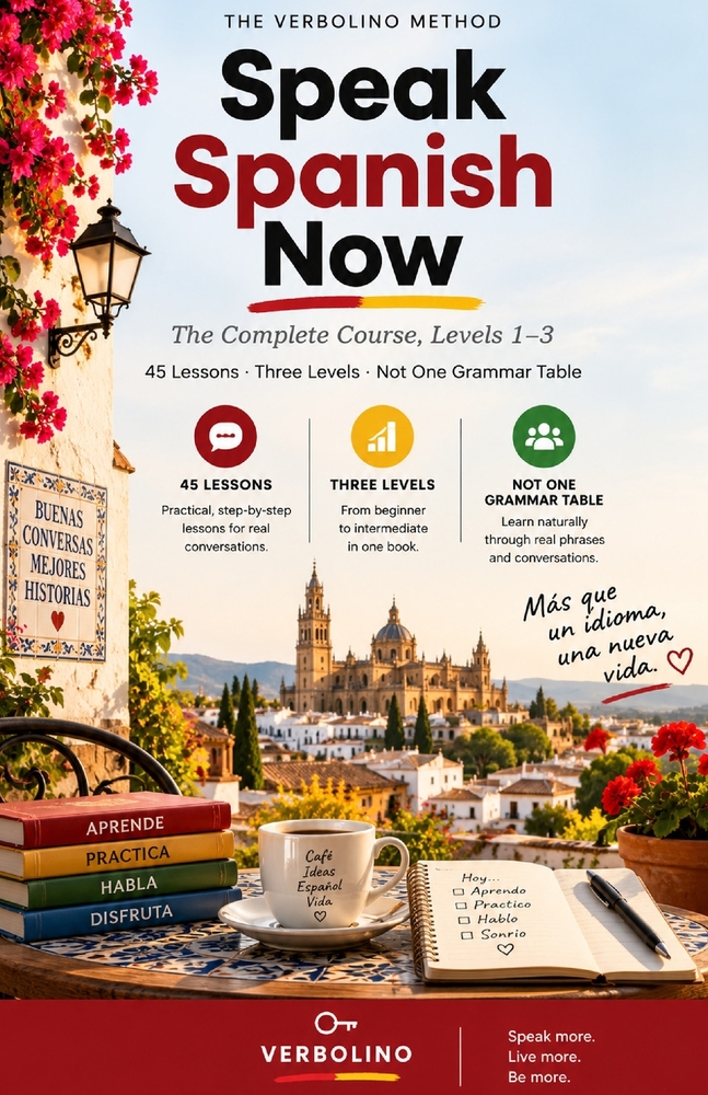 Speak Spanish Now The Complete Course: Levels 1-3 in One Volume - 45 Lessons, No Grammar Tables, From First Words to Real Conversations cover