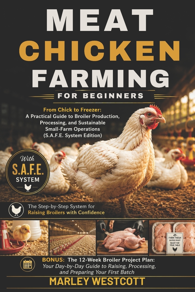 Meat Chicken Farming for Beginners: From Chick to Freezer: A Practical Guide to Broiler Production, Processing, and Sustainable Small-Farm Operations cover