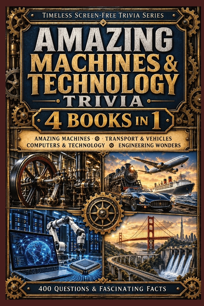 Amazing Machines & Technology Trivia: 4 Books in 1 with 400 Questions & Fascinating Facts About Machines, Vehicles, Computers, Technology and Engineer cover