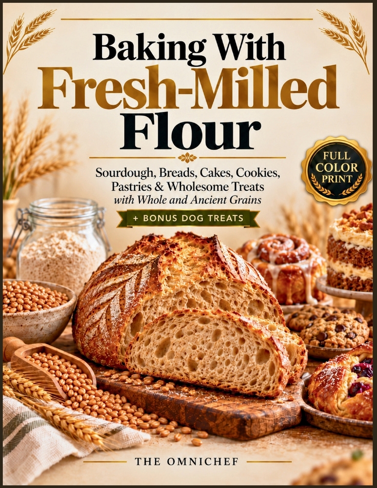 Baking With Fresh-Milled Flour: Sourdough, Breads, Cakes, Cookies, Pastries & Wholesome Treats with Whole and Ancient Grains - Plus Bonus Dog Treats cover