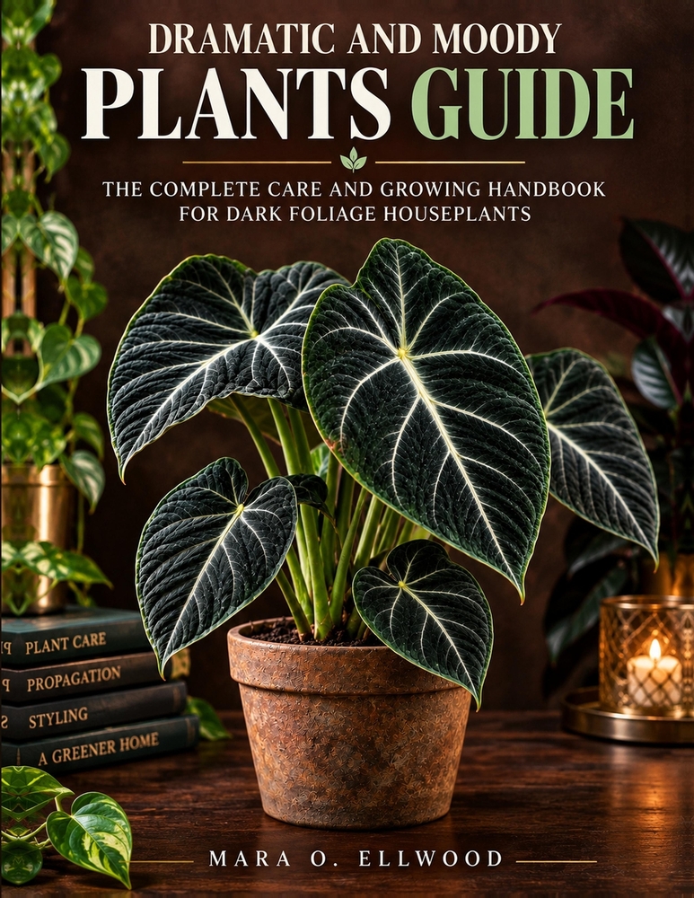 Dramatic and Moody Plants Guide: The Complete Care and Growing Handbook for Dark Foliage Houseplants: Plant Profiles, Light and Water Charts, Propagat cover