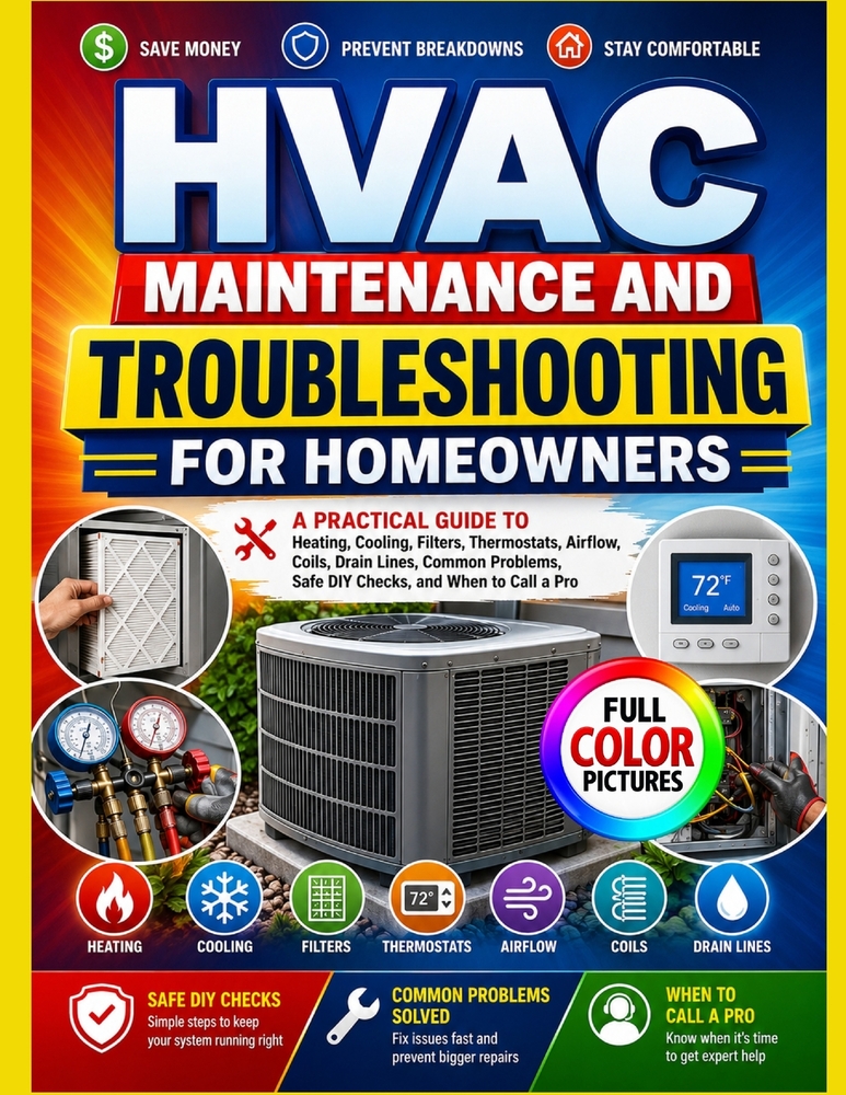 HVAC Maintenance and Troubleshooting for Homeowners: A Practical Guide to Heating, Cooling, Filters, Thermostats, Airflow, Coils, Drain Lines, Common cover