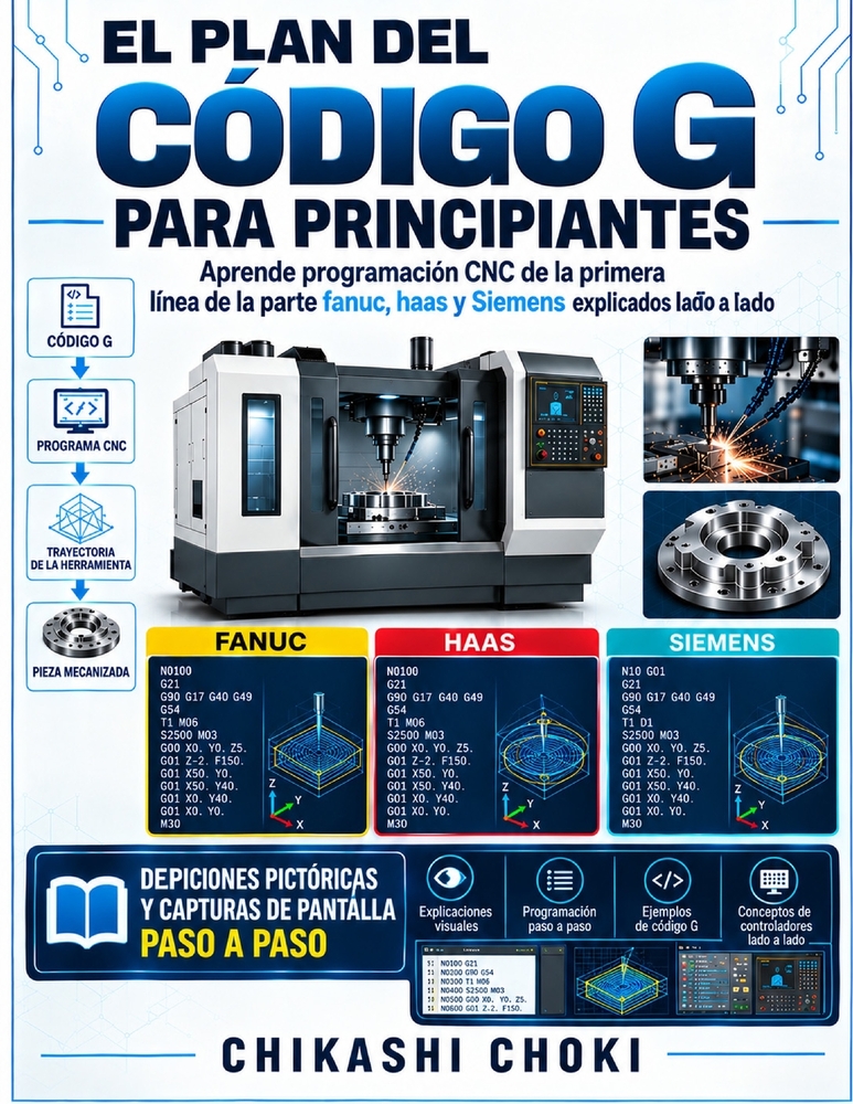 El Plan del Código G Para Principiantes: Aprende programación CNC de la primera línea de la parte fanuc, haas y Siemens explicados lado a lado cover
