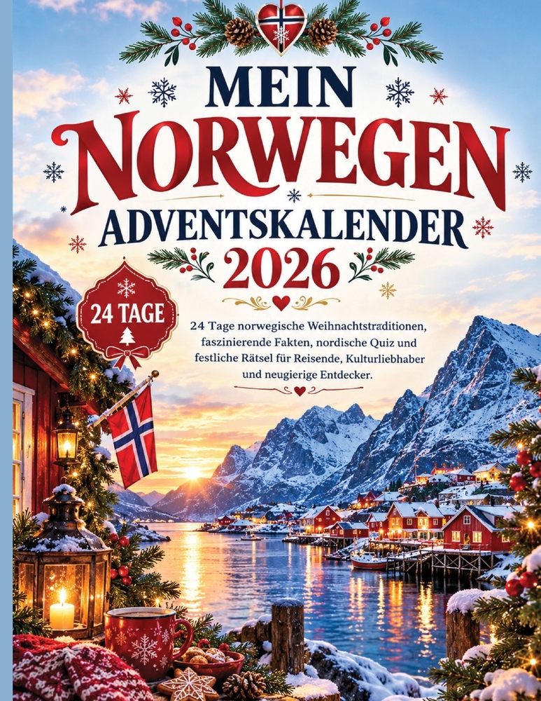 Mein Norwegen Adventskalender 2026: 24 Tage norwegische Weihnachtstraditionen, faszinierende Fakten, nordische Quiz und festliche Rätsel für Reisende, cover
