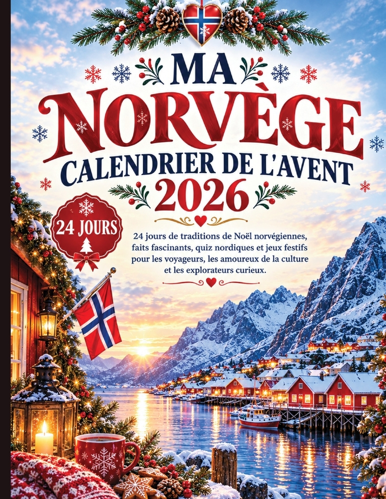 Ma Norvège Calendrier de l'Avent 2026: 24 jours de traditions de Noël norvégiennes, faits fascinants, quiz nordiques et jeux festifs pour les voyageur cover