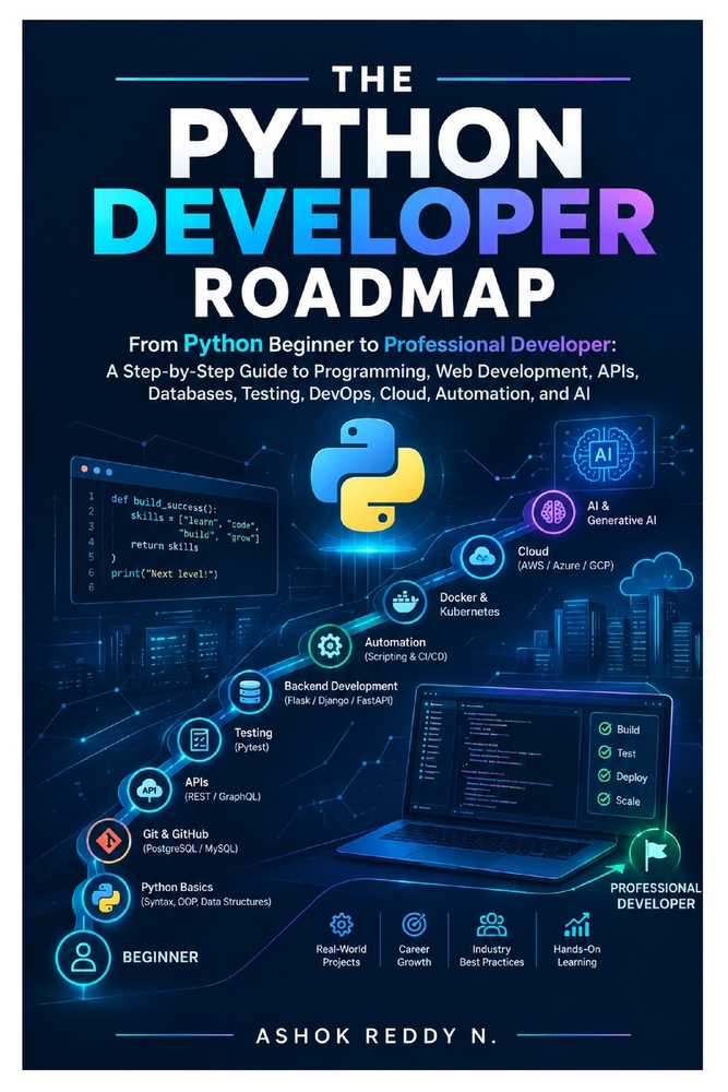 The Python Developer Roadmap: From Python Beginner to Professional Developer: A Step-by-Step Guide to Programming, Web Development, APIs, Databases, T cover