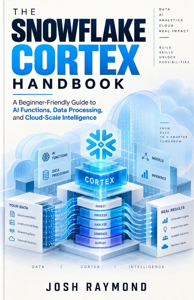 The Snowflake Cortex Handbook: A Beginner-Friendly Guide to AI Functions, Data Processing, and Cloud-Scale Intelligence. cover