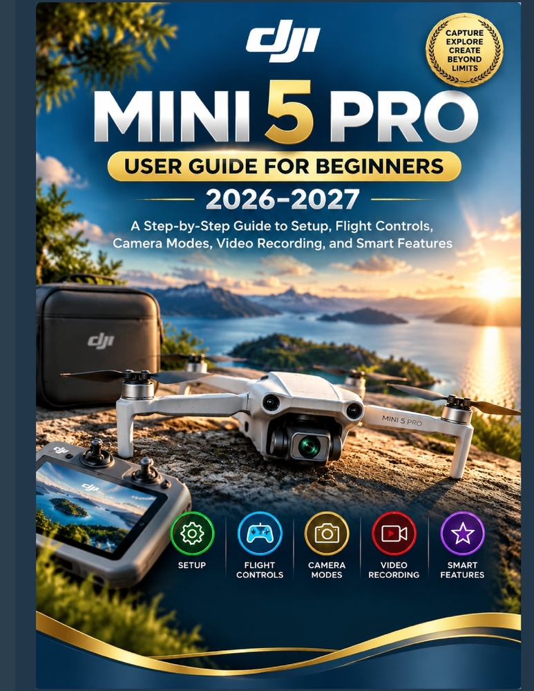 Dji Mini 5 Pro User Guide for Beginners 2026-2027: A Step-by-Step Guide to Setup, Flight Controls, Camera Modes, Video Recording, and Smart Features cover