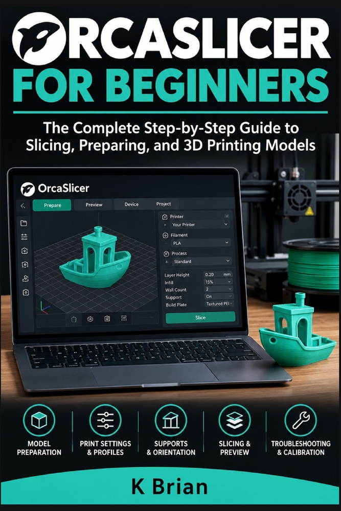 Orcaslicer for Beginners: The Complete Step-by-Step Guide to Slicing, Preparing, and 3D Printing Models cover