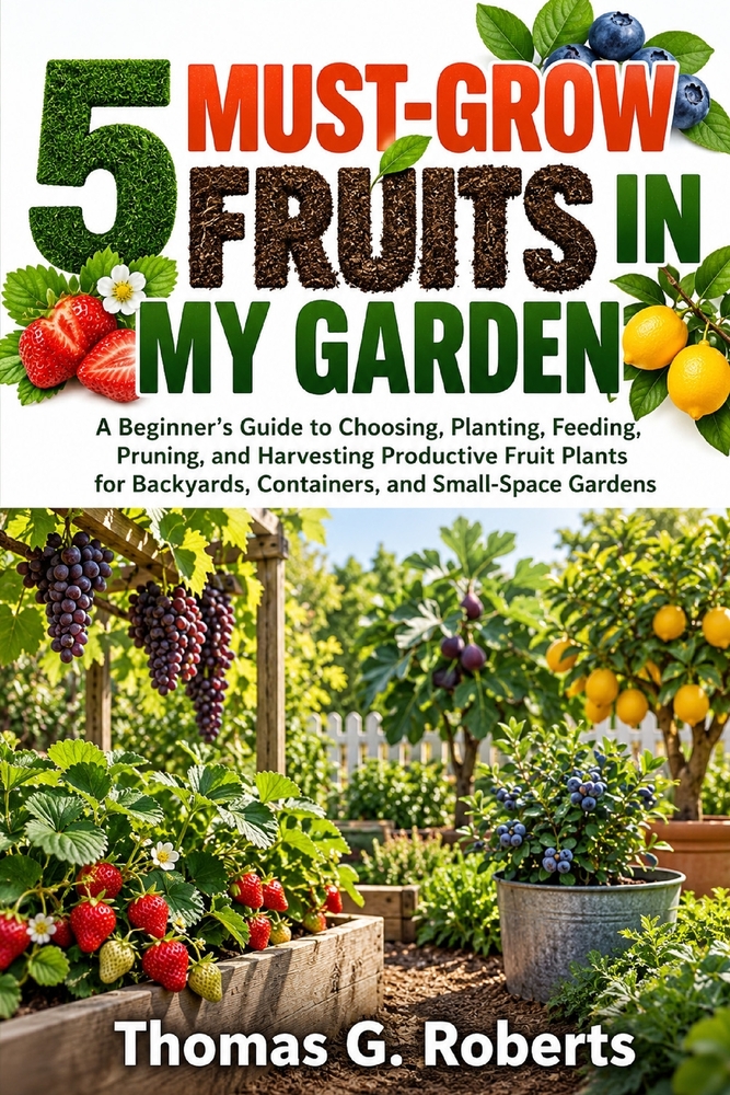 5 Must-Grow Fruits in My Garden: A Beginner's Guide to Choosing, Planting, Feeding, Pruning, and Harvesting Productive Fruit Plants for Backyards, Con cover