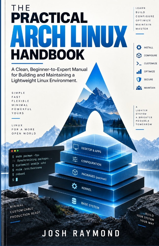 The Practical Arch Linux Handbook: A Clean, Beginner-to-Expert Manual for Building and Maintaining a Lightweight Linux Environment. cover