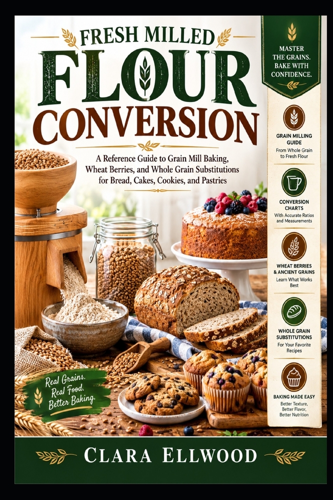 Fresh Milled Flour Conversion: A Reference Guide to Grain Mill Baking, Wheat Berries, and Whole Grain Substitutions for Bread, Cakes, Cookies, and Pas cover