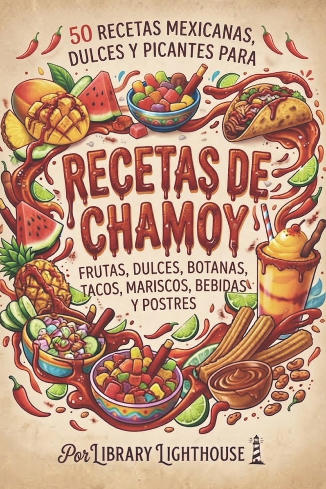 Recetas con Chamoy: 50 Recetas Dulces, Picantes y Agridulces Mexicanas para Frutas, Dulces, Botanas, Tacos, Mariscos, Bebidas y Postres cover