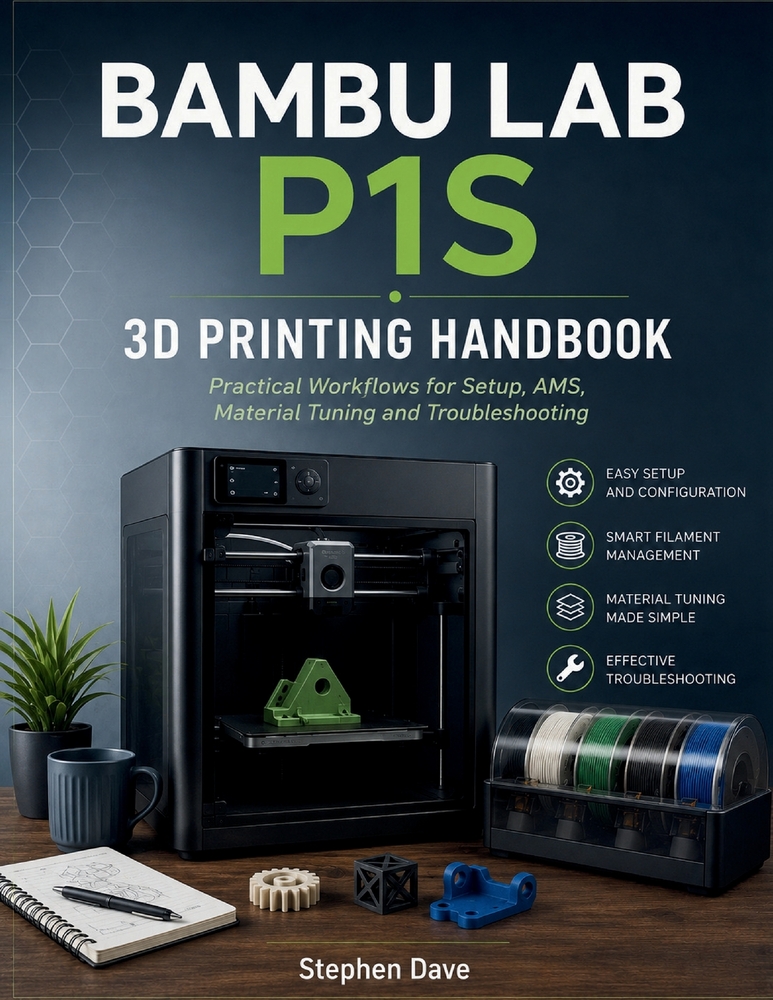 Bambu Lab P1s 3D Printing Handbook: Practical Workflows for Setup, AMS, Material Tuning and Troubleshooting cover