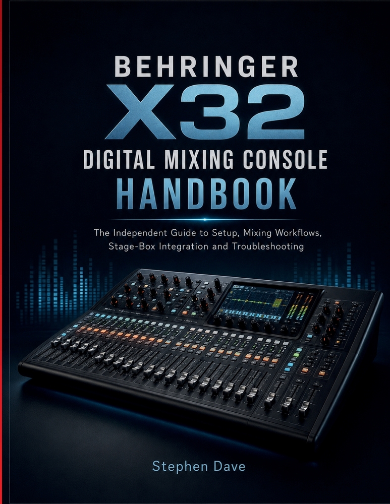 Behringer X32 Digital Mixing Console Handbook: A Guide to Setup, Mixing Workflows, Stage-Box Integration and Troubleshooting cover