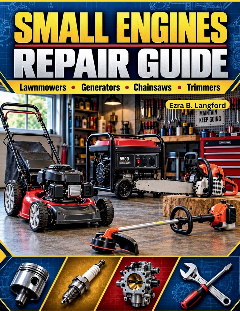 Small Engines Repair Guide: A Beginner-Friendly Step-by-Step Manual to Troubleshooting, Maintaining, and Overhauling Equipment for Ultimate Self-Relia cover