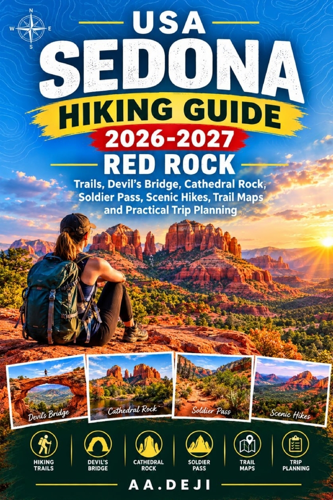 USA Sedona Hiking Guide 2026-2027 Red Rock: Trails, Devil's Bridge, Cathedral Rock, Soldier Pass, Scenic Hikes, Trail Maps and Practical Trip Planning cover
