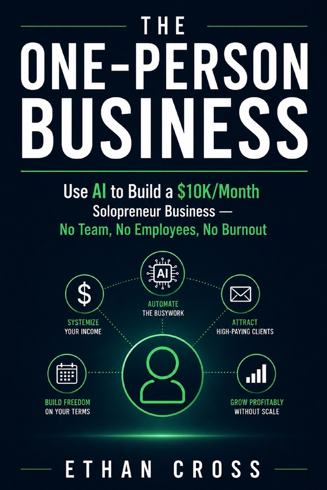 The One-Person Business Blueprint: Use AI to Build a $10K/Month Solopreneur Business - No Team, No Employees, No Burnout cover