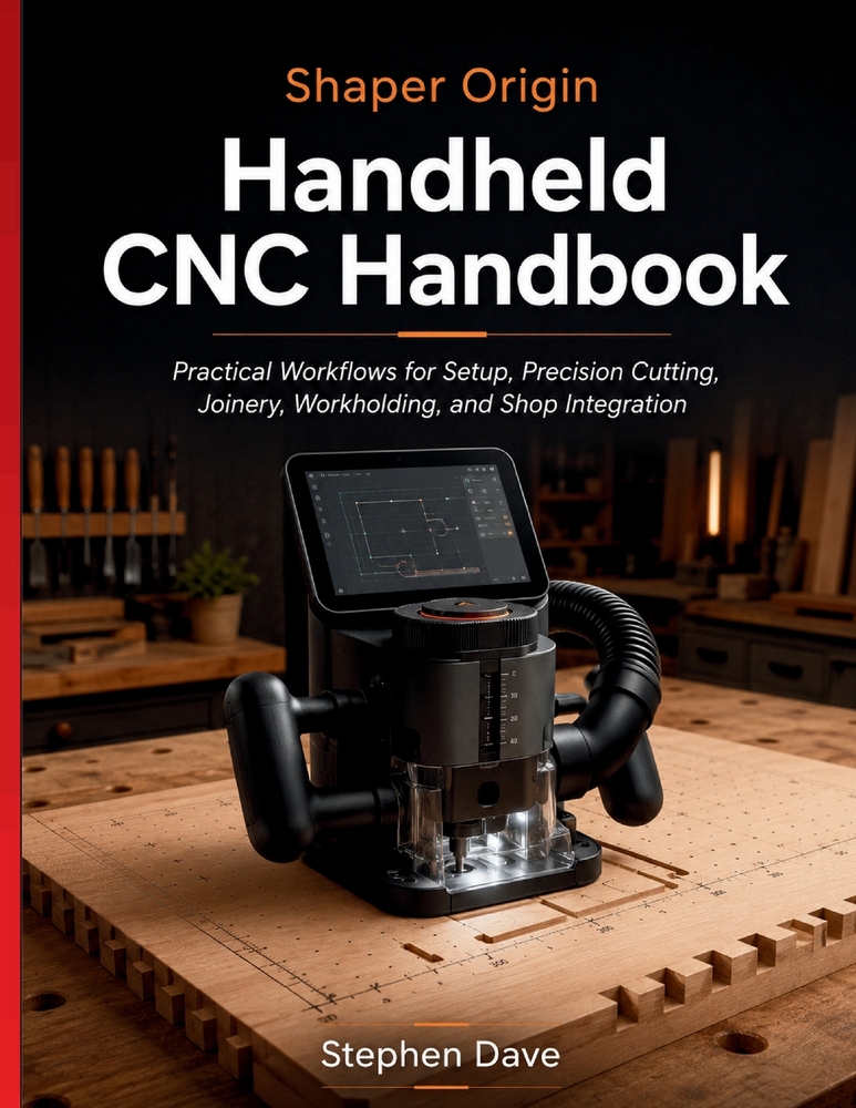 Shaper Origin Handheld CNC Handbook: Practical Workflows for Setup, Precision Cutting, Joinery, Workholding, and Shop Integration cover