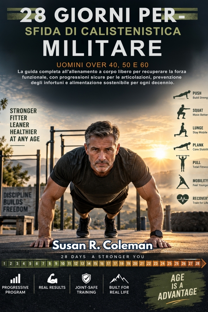 Sfida Di Calistenistica Militare Di 28 Giorni Per Uomini Over 40, 50 E 60: La guida completa all'allenamento a corpo libero per recuperare la forza fu cover