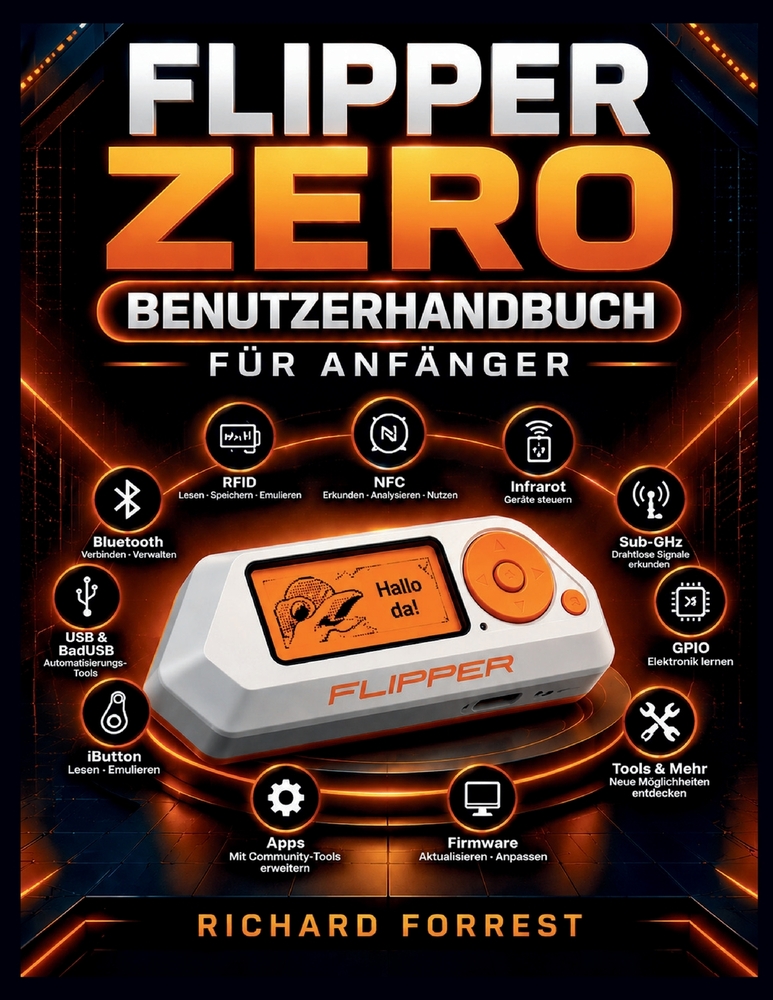 Flipper Zero Benutzerhandbuch für Anfänger: Lernen Sie Einrichtung, RFID, NFC, Infrarot, GPIO und wichtige Funktionen kennen. cover