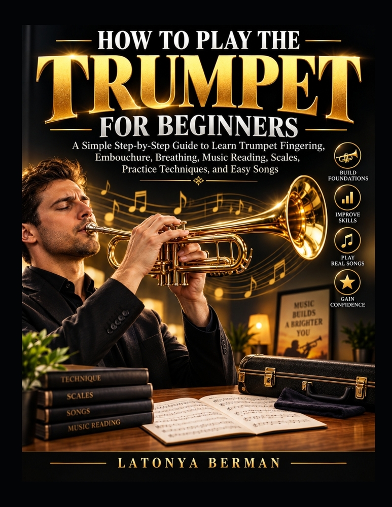 How to Play the Trumpet for Beginners: a simple step-by-step guide to learn trumpet fingering, embouchure, breathing, music reading, scales, practice cover