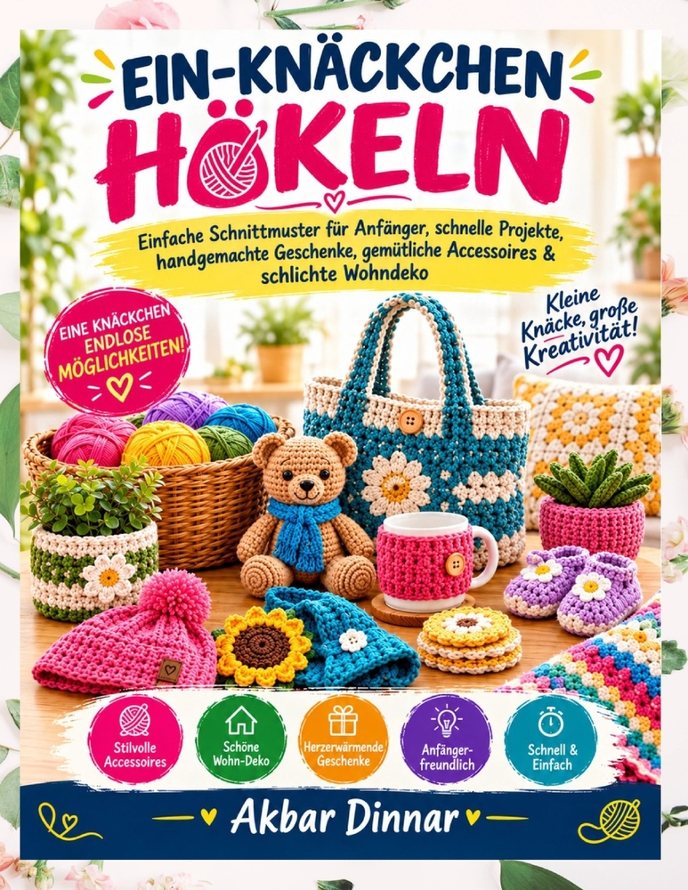 Ein-Knäckchen-Häkeln: Einfache Schnittmuster für Anfänger, schnelle Projekte, handgemachte Geschenke, gemütliche Accessoires & schlichte Wohndeko cover