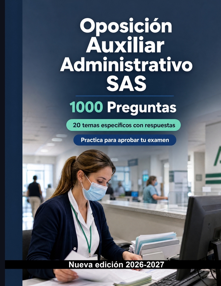 Oposición Auxiliar Administrativo SAS (2026/2027): 1000 Tests cronometrados con claves: Admisión de pacientes, agendas, historia clínica y protección cover
