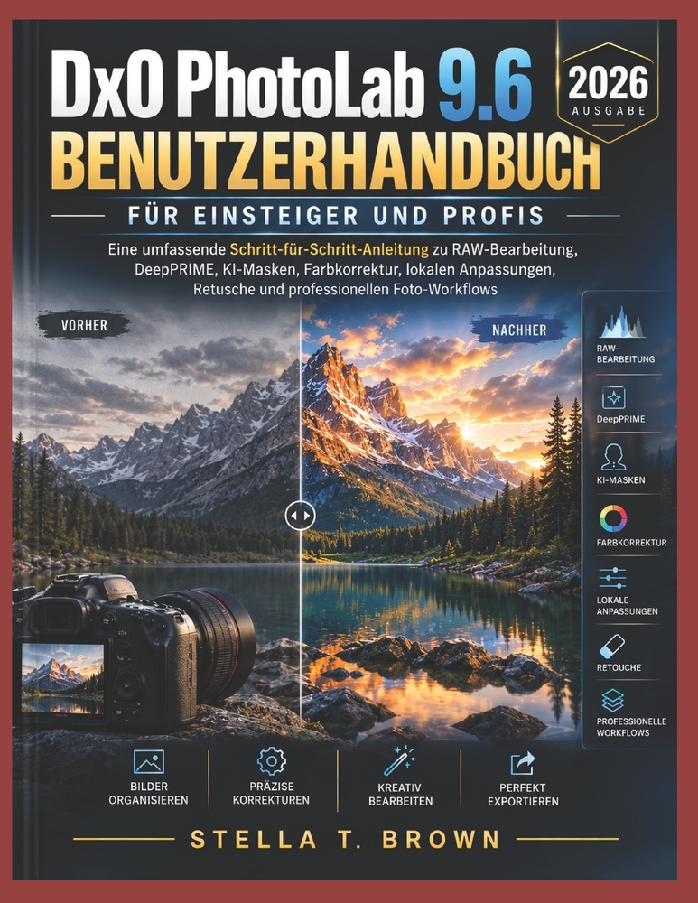 DxO PhotoLab 9.6 - Handbuch für Einsteiger und Profis 2026: Eine umfassende Schritt-für-Schritt-Anleitung zu RAW-Bearbeitung, DeepPRIME, KI-Masken, Fa cover