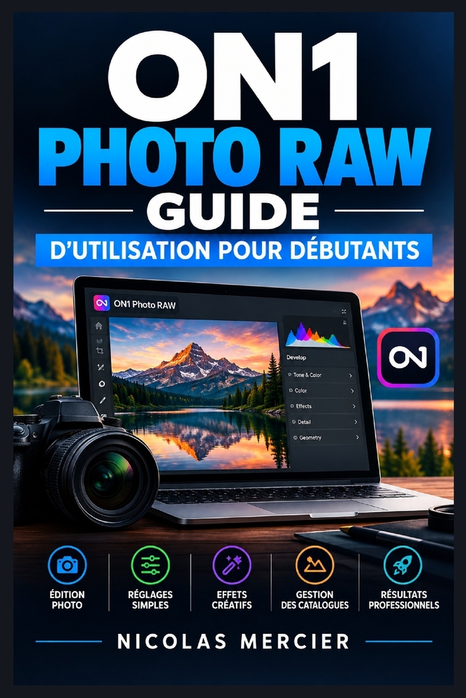 ON1 Photo RAW - Guide d'utilisation pour débutants: Retouche, catalogage, masquage, effets, exportation et flux créatif expliqués simplement cover
