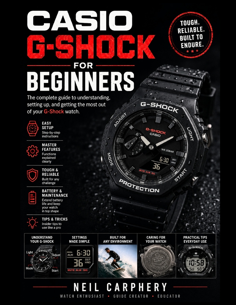 Casio G-Shock for Beginners: A Step-by-Step Beginner's Manual for Watch Setup, Controls, Alarms, Timers, World Time, Solar Charging, Care, and Trouble cover